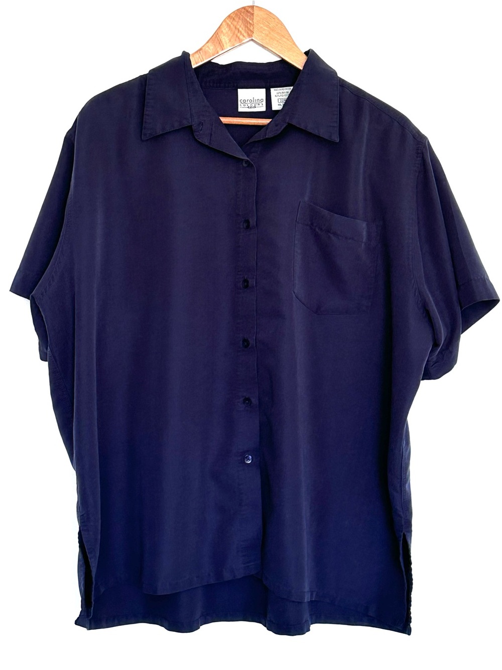 Carolina Colours Plus Shirt Women’s Size 22W Blue Short Sleeve Button Up Pocket